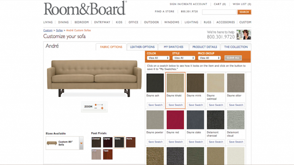 Room and Board website